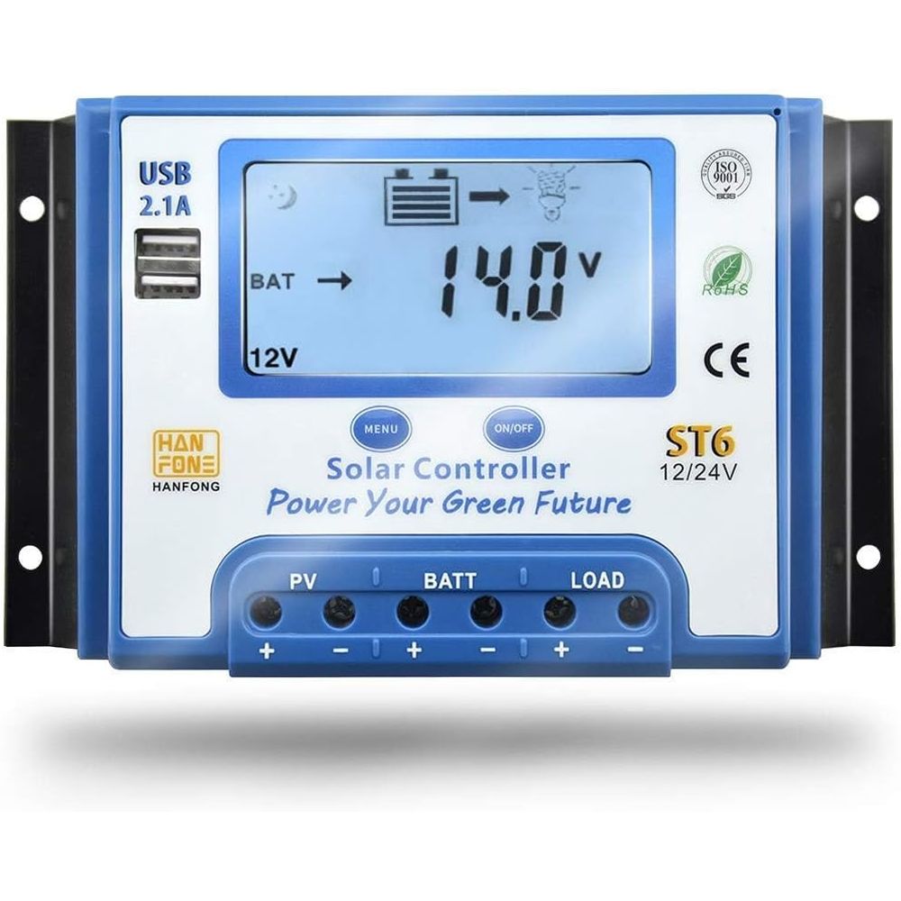 Usb Charger - Contrôleur de charge solaire 60A 12V/24V