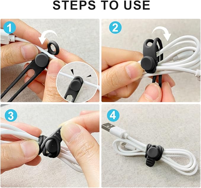 10 attaches-câbles en silicone - Cable Organizer avis et prix